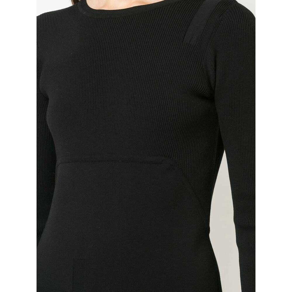 RICK OWENS Black Scarpa Pocket Faux Wrap Skirt Knit Midi Pencil Dress SZ 6 US - Picture 6 of 11